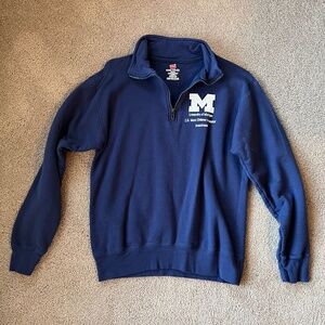 Hanes University of Michigan Mott Hospital Anesthesia Navy Half Zip Size S